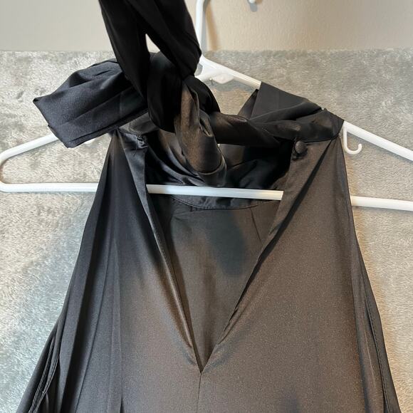 Belle Badgley Mischka‎ Gemma Halter Neck Sleeveless Tie Waist Tiered Gown Size 4 - Picture 5 of 8